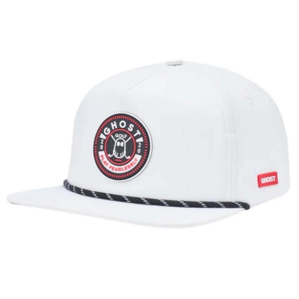 Ghost Golf Retro Golfer Snapback Hat White OSFM Rope Flat Bill Golf Cap
